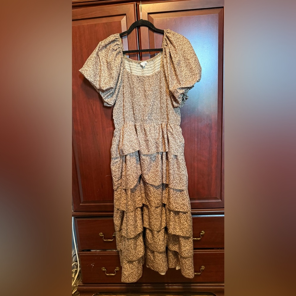 Baltic Born Brown and White Midi Dress